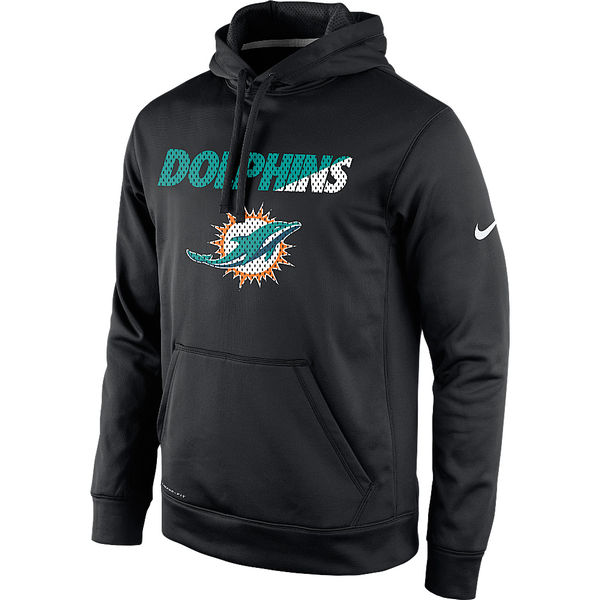 Men Miami Dolphins Nike Kick Off Staff Performance Pullover Hoodie Black->miami dolphins->NFL Jersey